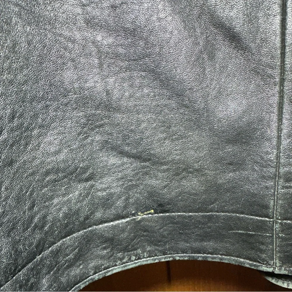 Vintage Black‎ Leather Bomber Jacket Mens XL Distressed Worn Grunge Repair